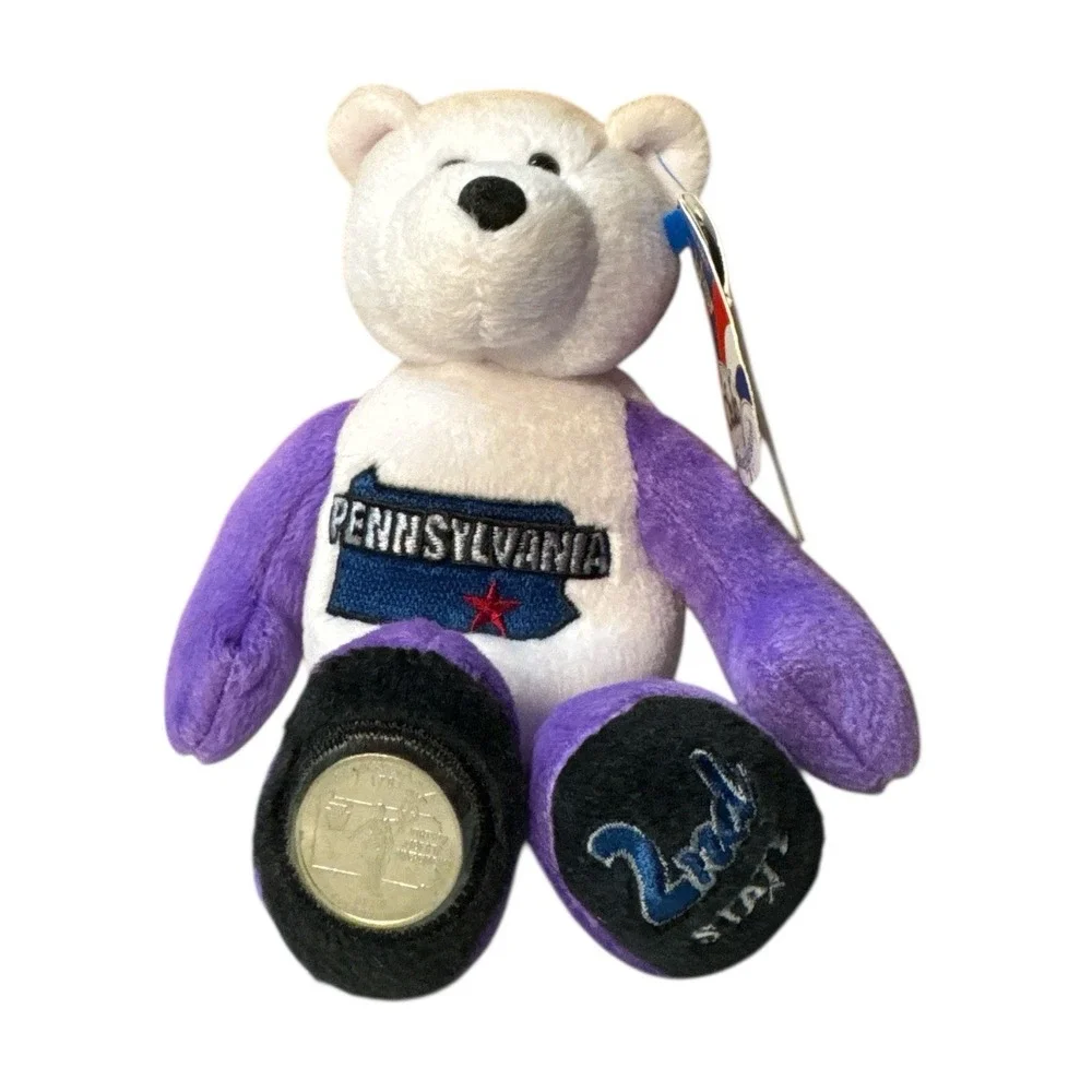 Limited Treasures Pennsylvania State‎ Quarter Coin Bear Plush 2002 PA Purple NWT